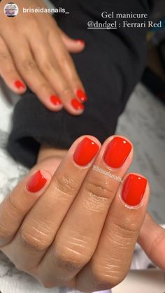 Red Shirt Gel Nails, Summer Red Gel Nails, Nail Polish Design, Short Gel Nails Red, Red Short Gel Nails, Short Red Dip Nails, Red Nails Spring, Short Red Summer Nails, Super Short Red Nails