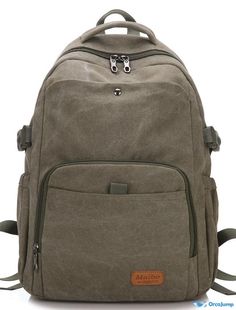 OrcaJump - Unisex Canvas Backpack with Adjustable Straps, Large Capacity, and Zipper Closure - for Sports, Outdoor, Office Khaki Outdoor Backpack With Zipper Closure, Durable Gray Casual Bag, Casual Durable Gray Bag, Casual Gray Durable Bag, Canvas Backpack With Zipper For Outdoor Activities, Casual Durable Backpack For Daily Use, Casual Durable Backpack For Travel, Casual Gray Backpack For Outdoor Activities, Casual Khaki Backpack With Large Capacity