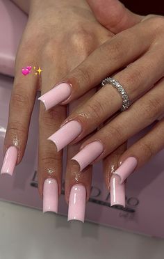 Medium Nail Inspo Acrylic, Dnd Pink Nails, Nail Ideas Acrylic Long, Basic Square Nails, Long Square Acrylic Nails Pink, Nail Ideas Long Square, Pink Medium Nails, Pink Nails Black Women, All Pink Nails