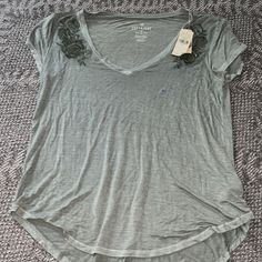 Never Worn! Super Stretchy. Silver Stretch Top For Spring, Silver Stretch Tops For Spring, Silver Short Sleeve T-shirt For Summer, Casual Silver Tops For Spring, Fairytale Art, American Eagle Outfitters, American Eagle, Womens Tops, Tops & Tees