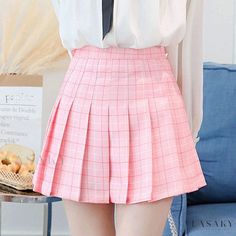 Lasaky - High-Waisted Plaid A-Line Midi Skirt with Pleats Plaid Tennis Skirt, Kawaii Skirt, Summer Mini Skirt, High Waist Pleated Skirt, Mini Skirt Summer, Estilo Harajuku, Y2k Mini Skirt, Rok Mini, Harajuku Girls