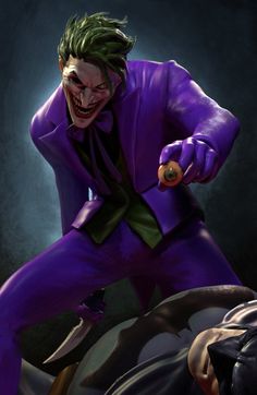 a painting of the joker in purple suit