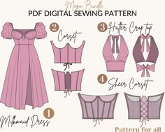 this is a mega bundle of digital sewing patterns You will get 4 digital sewing patternsMilkmaid dressHalter crop topcorsetsheer Corset This is a PDF digital download sewing pattern to be printed at homeFiles includedA4 printable patternUS letter printable pattern A0 pattern for large patternBook Of Instruction (BOIPattern SizesThe pattern include 7 sizes XXS to XXL34-3638404244-46 Europe size(46 -8 -10 -12 -14-16 US size(6-8 -10 -1214-16-18 UK size) Digital Sewing Patterns, Fairycore Sewing Pattern, Diy Clothes Design Sewing Patterns, How To Make A Sewing Pattern, Chest Binder Sewing Pattern, Sewing Beginners Projects, Free Sewing Patterns Tops, Diy Dress Ideas, Sewing Pattern Corset