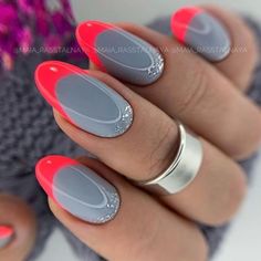 Spring Nail 2023, Nail 2023, Grey Nails, French Manicure Nails, Fancy Nails Designs, Nail Art Designs Videos, Short Acrylic Nails Designs, Spring Nail, Funky Nails