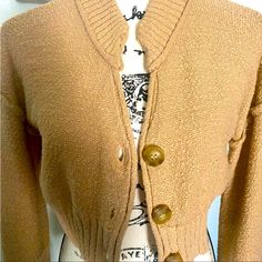 Urban Outfitters Beige Sweater/Cardigan Size Small New With Tags! This Is A Beauty And Very Hard To Find Urban Outfitters Beige Tops For Fall, Cozy Fitted Tops With Buttons, Urban Outfitters Tops With Buttons For Fall, Beige Urban Outfitters Tops For Fall, Retro Urban Outfitters Tops For Fall, Urban Outfitters Buttoned Tops For Fall, Cozy Fall Tops From Urban Outfitters, Urban Outfitters Button Closure Outerwear For Fall, Urban Outfitters Outerwear With Button Closure For Fall