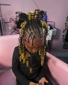 15 Stitch Braids Styles That Will Turn Heads Braids For 11-12, Natural Braided Hairstyles Real Hair, Kids Fulani Braids, Kids Braids With Beads, Kids' Hairstyles, Black Kids Braids Hairstyles, Kay Kay, Cute Toddler Hairstyles