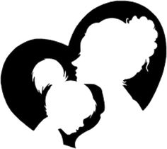 the silhouette of a mother and child in a heart shape