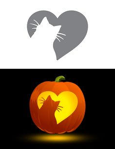 a pumpkin with a cat in the shape of a heart