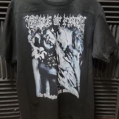 Custom Print On Premium Heavyweight Short Black Distressed Cotton Shirt, Distressed Black Cotton Shirt, Cradle Of Filth Shirt, Skull Shaka Shirt, Vintage Sunnies, Cradle Of Filth, Carhartt T Shirt, Carhartt Mens, Concert Tshirts