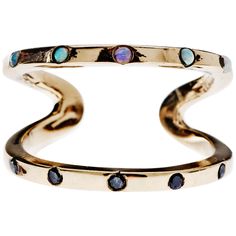 Double Band Ring Gold Black Diamond Opal Cocktail Ring J Dauphin J DAUPHIN "Purple Rain" Made in 14k Gold Hand made in Los Angeles With a modern approach this handmade ring has a unique open-shaped design set with five rainbow shimmering Opals and black diamonds. Carefully adjust the band to find your perfect fit. In mystical circles, opal is considered a stone representing hope, innocence and purity. It has strong connotations of happiness, faithfulness, loyalty and confidence. In the metaphysi Love Ring Gold, Double Band Rings, Opal Band, Opal Ring Gold, Contemporary Ring, Ringe Gold, Black Diamond Ring, Gold Band Ring, Gold Hands