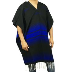 Mexican Warm Poncho Blanket Cape   Ruana Gaban   One Size Fits Most   Very Warm!!   Measurements: 37" Side to Side 40" From Shoulder to Bottom   Materials:  60% Polyester 40% Acrylic Traditional Blue Poncho, Traditional Blue One-size Poncho, One Size Blue Poncho For Festivals, Blue One-size Poncho For Festivals, Blue One Size Poncho For Festival, Blue One-size Poncho For Vacation, Poncho Blanket, Blanket Cape, Heavy Blanket