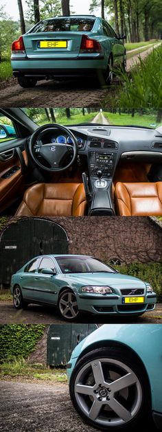 the interior and dashboard of a car in different stages of being painted teal green