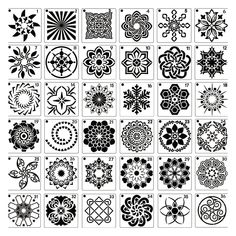 an image of different designs in the style of art nouveaus, including flowers and circles