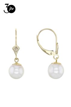 8-8.5mm white cultured Japanese Akoya pearl, 14k yellow gold dangle earrings. Measures approximately 1" L x 5/16" W and lever back closures. Colors, shapes, and size varys. Formal Round Pearl Earrings With Lever Back Ear Wires, Formal Round Pearl Earrings With Lever Back, Classic White Pearl Earrings With Lever Back, Classic Round Pearl Earrings With French Hook, Formal Round Pearl Earrings With Ear Wire, Hypoallergenic Yellow Gold Pearl Earrings For Formal Occasions, Formal Hypoallergenic Yellow Gold Pearl Earrings, Classic Pearl Earrings With French Hook For Anniversary, Classic Pearl Earrings With French Hook For Formal Occasions