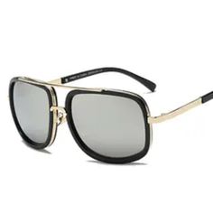 Black And Gold Mirrored Sunglasses Silver Wayfarer Sunglasses With Gradient Lenses, Trendy Silver Aviator Sunglasses, Classic Silver Sunglasses For Parties, Trendy Silver Aviator Sunglasses With Metal Frame, Trendy Silver Metal Frame Aviator Sunglasses, Jewelry Watch, Men's Sunglasses, Chic Clothes, Good Life