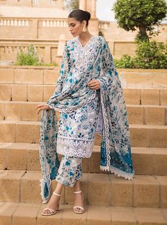 Zainab Chottani Panchhi 4A Luxury Lawn Collection Original brand suit fabric and photography lite diffrance in actual print. Designer White Dupatta With Printed Motifs, Designer White Sets With Printed Motifs, White Floral Print Traditional Wear For Eid, Summer Cambric Dupatta With Floral Print, Floral Print Cambric Dupatta For Summer, Summer Floral Print Cambric Dupatta, Traditional Sets With Digital Print, Unstitched Summer Suit With Dupatta, White Traditional Wear With Printed Motifs For Spring