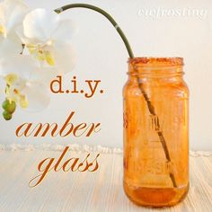 How to Color Glass with Mod Podge Tinting Glass, Diy Staining, Amber Glass Jars, Tinted Glass, Amber Jars, Modge Podge, Painted Jars, Stained Glass Diy, Ball Jars