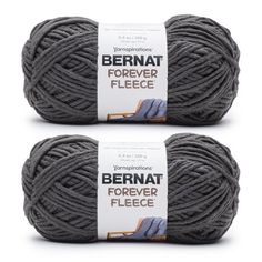 two skeins of yarn with the words berna forever on it in grey