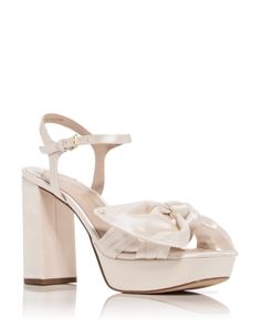 kate spade new york Women's Lucie Bow Platform Sandals Elegant Cream Sandals With Round Toe, Elegant Cream Sandals With Wrapped Heel, Elegant Cream Closed Toe Sandals, Elegant Cream Open Toe Sandals, Cream Round Toe Sandals For Evening, Elegant Cream Sandals With Padded Heel, Luxury Cream Sandals For Party, Feminine Cream Sandals With Heel Strap, Cream Closed Toe Sandals For Evening