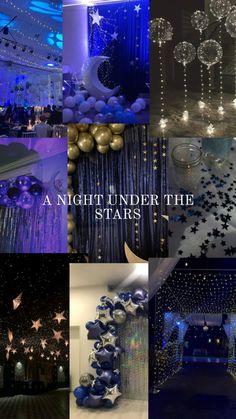 Stars prom theme Night under the Stars Night Under The Stars Theme, Prom Themes Starry Night, Under The Stars Theme, A Night Under The Stars, Birthday Sleepover Ideas