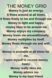 the money grid poem is shown in green