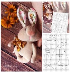 an image of a stuffed animal with flowers on it's head and instructions for how to sew