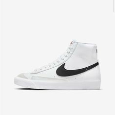 Big Kid Nike Blazer 77 White And Black Nwt And Box Size 6.5 Shoes For School, Back To School Shoes, White Nike Shoes, Preppy Shoes, All Nike Shoes, Nike Blazer Mid 77, Nike Blazer Mid, Nike Blazers Mid, Cute Nike Shoes