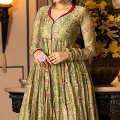 Mahendi Green color suit is prettified with digital printed work as shown which makes it appear classy. This top is made of chanderi silk fabric which is accompanied with chanderi bottom, crepe lining and chanderi silk duaptta. Women can buy this suit to wear for their parties and functions. Note:- The actual product may differ slightly in color and design from the one illustrated in the images when compared with computer or mobile screen. Size Chart Size: Semi Stitched/Unstitched can be altered Chanderi Anarkali, Silk Art, Baby Skin Care, Mobile Screen, Anarkali Suits, Chiffon Saree, Screen Size, Georgette Sarees, Anarkali