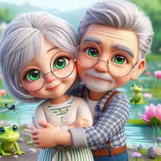 Created by AI: my thoughts and creativity in my mind, family love Parents Cartoon Images, Grandparents Cartoon Images, Love Is Cartoon In Color, Funny Old People, Parents Love, Old Couples, Photo To Cartoon