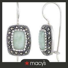 in stock Classic Rectangular Jewelry With Matching Earrings, Classic Rectangular Pierced Jewelry, Bohemian Nickel Free Jade Earrings, Hypoallergenic Jade Silver Earrings, Nickel-free Round Jade Earrings, Nickel-free Teardrop Jade Earrings, Nickel-free Green Jade Earrings, Rectangle Earrings, Bead Work