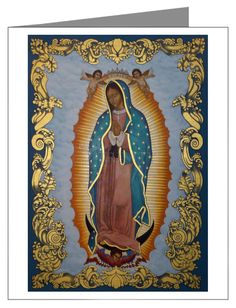 Our Lady of Guadalupe - Note Card Custom Text Virgin Of Guadalupe, Our Lady Of Guadalupe, The Virgin Mary, Lady Of Guadalupe, Artwork Display, Wall Frame, Wood Plaques, Art Icon, Religious Art