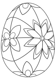 an easter egg with flowers on it is outlined in the shape of a flowered egg