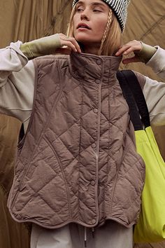 Quinn Quilted Puffer Vest Types Of Layers, Quilted Waistcoat, Short One Piece, Free People Activewear, Quilted Puffer Vest, Easy Winter Outfit, Free People Style, Fp Movement, Winter Outfits Women