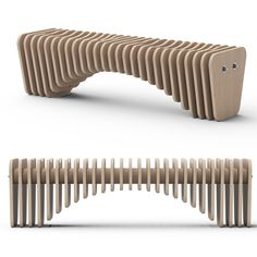 the wooden bench is designed to look like it's made out of wood strips