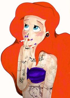 tattooed disney characters | 40 Disney Characters With Tattoos And Piercings photo Brittany Lee's ... Disney Trash, Evvi Art, Goth Disney Princesses