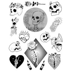 a bunch of different tattoos on a white background