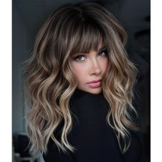 PRICES MAY VARY. 💞Premium Material: Short wavy bob end straight hair,short wig 100% High Quality Heat resistant fiber short wavy wig, natural wigs with bangs for women; as real hair, soft touch and Pretty Looking,no glue.Perfect for long term use. 💞Hairstyle: Short wavy bob wig with bangs,the thickness and length of the bangs are moderate,making the wig look more Realistic and Cute.You can freely trim and shape the bangs to your favorite style.Shoulder Length is Perfect. 💞Cap Structure: Mediu Bob Lung, Balayage Blonde, Hair 2024, Natural Wigs, Brown Highlights, Wig With Bangs, Brown Wig, Dirty Blonde, Wigs Online