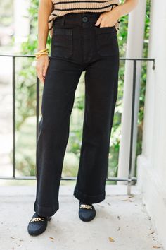 These jeans are so chic! We love the front pockets and those wide cut legs. These jeans are perfect for a casual work day paired with a blouse and will also look great for a dinner date!  Button/zip front closure Pockets Wide cut legs No... Denim Wide Leg, Cruise Outfits, Cute Spring Outfits, Big Dreams, Dinner Date, Casual Work Outfits, Model Fits, Casual Work, Wide Leg Denim