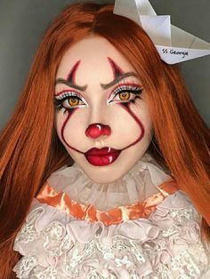 Pennywise Halloween Costume, Unique Halloween Makeup, Pelottava Halloween, Creative Halloween Makeup, Halloween Makeup Clown, Fantasy Make-up, Halloween Make-up Looks, Holloween Makeup, Creepy Halloween Makeup