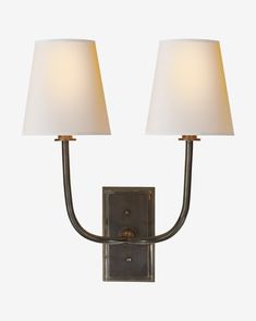 With a modern-meets-classic silhouette, the Hulton Double Sconce brings nuance to your decor with its intentional craftsmanship. The linen shade is accented by a brass arm in either of three elegant finishes. Modern Traditional Home, Visual Comfort Lighting, Paper Lampshade, Natural Paper, Circa Lighting, Updated Traditional, Modern Elements, Effortless Elegance, Wall Light Fixtures