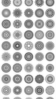 an array of circular designs in black and white