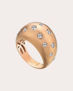 Drawing inspiration from the swirling beauty of the Milky Way, this 18-karat rose gold ring decorates its domed design with various sizes of shimmering white diamonds. From Mevaris’ Cosmos Collection, celestial creations that capture the timeless allure of lunar and stellar realms. 18k rose gold and diamond Diamond carat: 0.68 ctw Diamond color: G Diamond clarity: VS1 Polish with soft cloth Handmade in Turkey Measurements Band width: 0.19in Top width: 0.59in | Mevaris Women's Diamond Milky Way Ring in Rose Gold Size 5 Elegant Rose Gold Dome Ring With Diamond, Elegant Rose Gold Diamond Dome Ring, The Milky Way, Gold Diamond Ring, Women Diamond, Diamond Carat, Gold Diamond Rings, Diamond Color, Milky Way