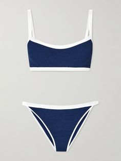 Hunza G's swimwear stands out thanks to its innovative 'Crinkle™' seersucker that's supportive, sculpting and flexes to fit. This 'Tyler' bikini has a comfortable square-neck top and high-cut briefs defined by contrast trims. Wear yours with the matching skirt at the beachside bar. Masc Outfits, Hunza G, Square Neck Top, Jo Malone London, Ski Wear, Contrast Trim, High Cut, Net A Porter, Women Collection