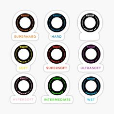 six different types of rings with the words supersoft and intermediaate sticker