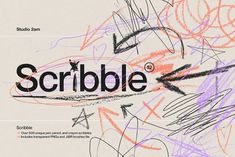 an advertisement for scribble written in black ink