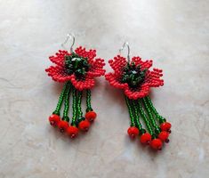 Unique earrings with red poppy will perfectly complement your look. The jewelry is made of beads. Flower diameter ~ 1.37 inch (3.5 cm) CARE TIPS: ♥ Handle with care, always remove the accessory before going to bed. ♥ Beaded jewelry is cleaned with a dry soft cloth, brush. The color reproduction of your monitor may differ slightly from the actual color of the product. Beaded Poppy, Poppy Earrings, Beads Flower, Women Earrings, Red Poppy, Red Bead, Poppy Flower, Red Poppies, Earrings Dangle