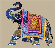 Wedding Design+Art Direction on Behance Indian Elephant Art, Phad Painting, Rajasthani Painting, Rajasthani Art, Elephant Illustration, Kalamkari Painting, Elephant Drawing, Madhubani Art