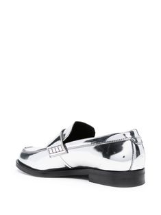 Wirdo reflective-effect loafers from GCDS featuring silver-tone, calf leather, reflective effect, almond toe, slip-on style, branded leather insole and rubber sole. This item is in size 43 and the color is Moccasins Mens, Leather Moccasins, Moccasins, Calf Leather, Rubber Sole, Almond, Fashion Inspo, Loafers, Slip On