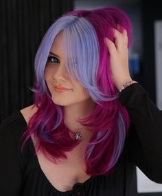 Block Colour Hair, Aquamarine Hair, Iron Hairstyles, Periwinkle Hair, Purple Tourmaline, Color Block Hair, Vivid Hair Color, Hair Color Unique, Cute Hair Colors