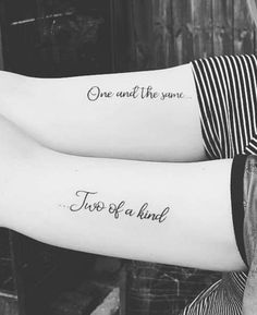 two people with tattoos on their arms that say one and the sun, two of a kind